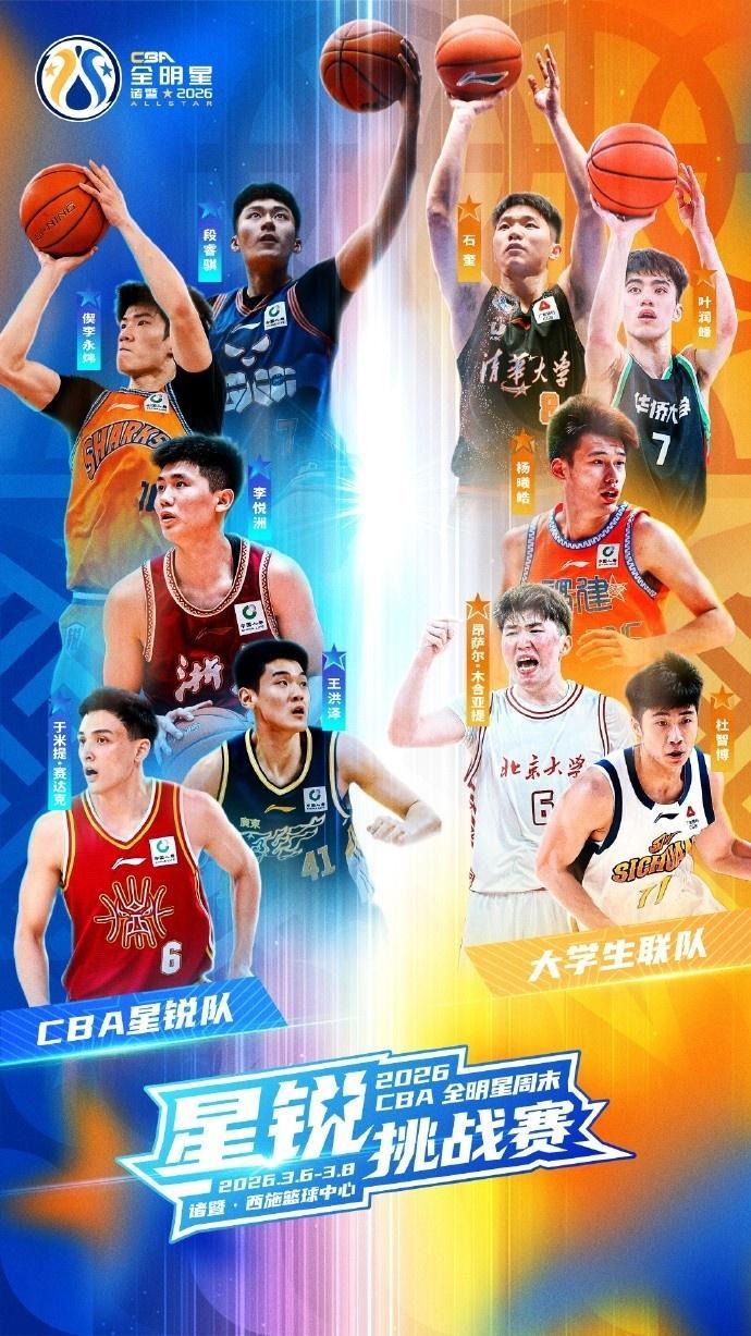 爱游戏体育登录入口-CBA官宣星锐赛名单：偰李永炜领衔星锐队 新科状元领衔大学生联队
